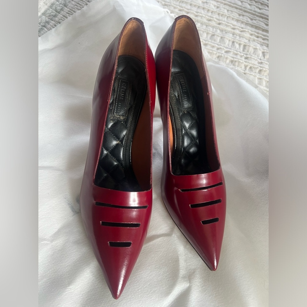 Celine Phoebe Philo  leather cutout pumps.